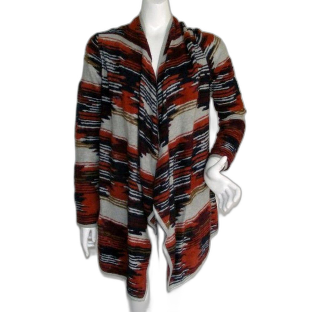 LUCKY BRAND Sweater, S, Open Front, Aztec, Textured knit, Long sleeve